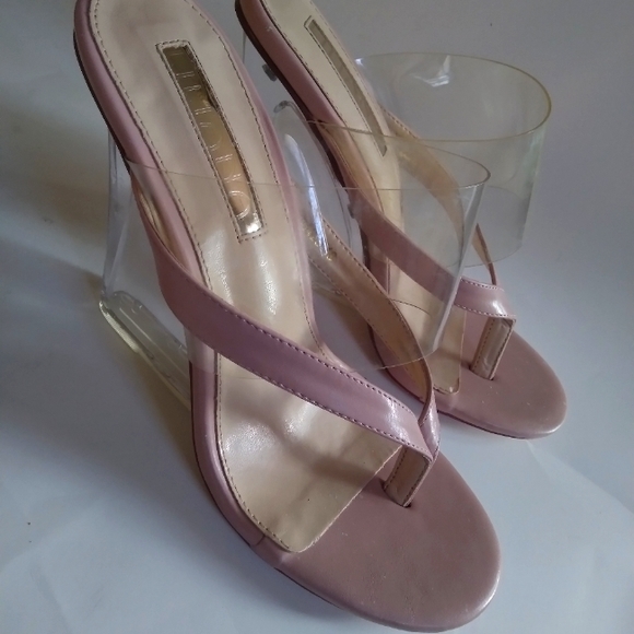 Liliana Shoes - Liliana Nude Thong Wedge Heel Sandals Size 8